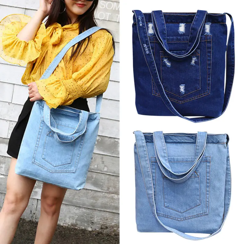 Fashion Women Denim Shoulder Bag Solid Color Zipped Handbag Ladies Girls Casual Vintage Jeans Crossbody Messenger Bags W 
Fashion Women Denim Shoulder Bag Solid Color Zipped Handbag Ladies Girls Casual Vintage Jeans Crossbody Messenger Bags W