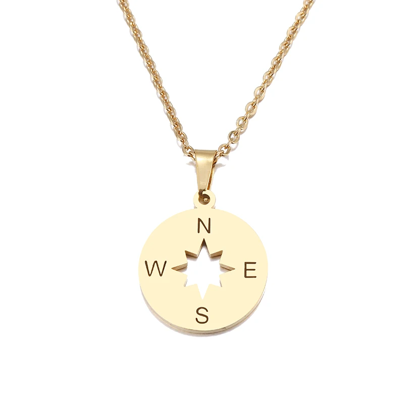 Silver Gold Stainless Steel Hollow Compass Round Charm Pendant Necklaces For Women Vintage Travel Necklace Jewelry
Silver Gold Stainless Steel Hollow Compass Round Charm Pendant Necklaces For Women Vintage Travel Necklace Jewelry