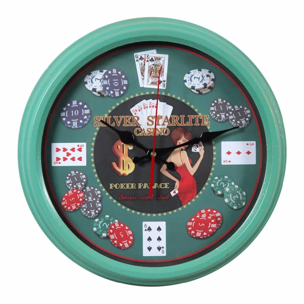 Hot 35CM Creative European Circular Wall Clock Household Poker Pattern Iron Hanging Clock Wall Home Household Decor -Mint Green
Hot 35CM Creative European Circular Wall Clock Household Poker Pattern Iron Hanging Clock Wall Home Household Decor -Mint Green
