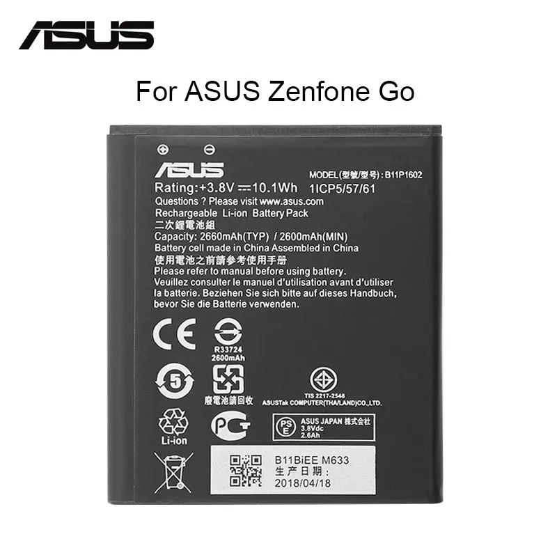 Original ASUS Replacement Phone Battery B11P1602 for Asus Zenfone Go 5" ZB500KL X00AD X00ADC X00ADA 2600mAh Free Tools
Original ASUS Replacement Phone Battery B11P1602 for Asus Zenfone Go 5" ZB500KL X00AD X00ADC X00ADA 2600mAh Free Tools