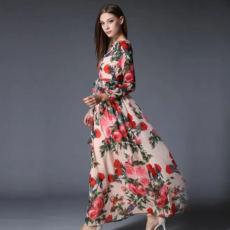 YD-EVER Woman Chiffon Long Dress Rose Floral Overlay Print Dress Female Sashes Autumn Vintage Long Sleeve Pleated Dress
YD-EVER Woman Chiffon Long Dress Rose Floral Overlay Print Dress Female Sashes Autumn Vintage Long Sleeve Pleated Dress