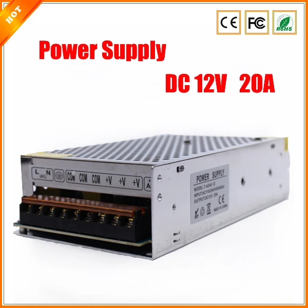 

BESDER 12V 20A 240W Switch Switching Power Supply for CCTV Camera for Security System 110-240V