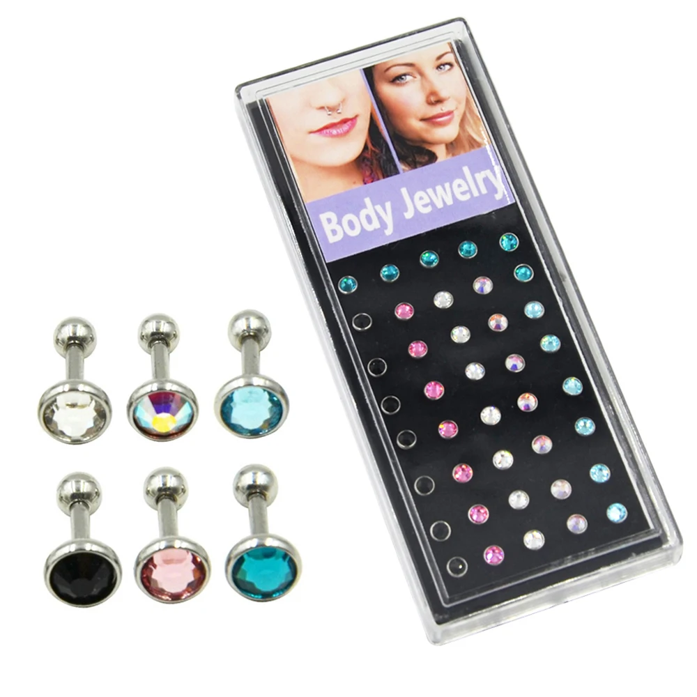 40piece Flat CZ Crystal 316L Stainless Steel Ear Tragus Cartilage Helix Barbell Stud Piercing Earring Body Jewelry Wholesale
40piece Flat CZ Crystal 316L Stainless Steel Ear Tragus Cartilage Helix Barbell Stud Piercing Earring Body Jewelry Wholesale