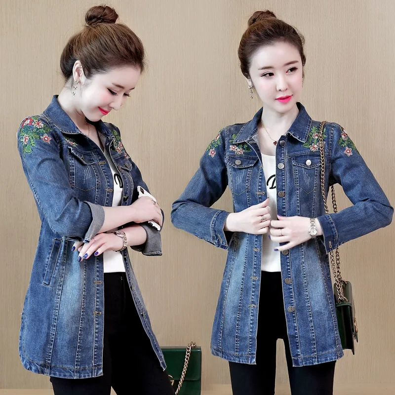 2019 Spring Autumn New Women's Fashion Floral Embroidery Denim Jacket Turn down Collar Korean Casual Tops Female Clothing X960
2019 Spring Autumn New Women's Fashion Floral Embroidery Denim Jacket Turn down Collar Korean Casual Tops Female Clothing X960