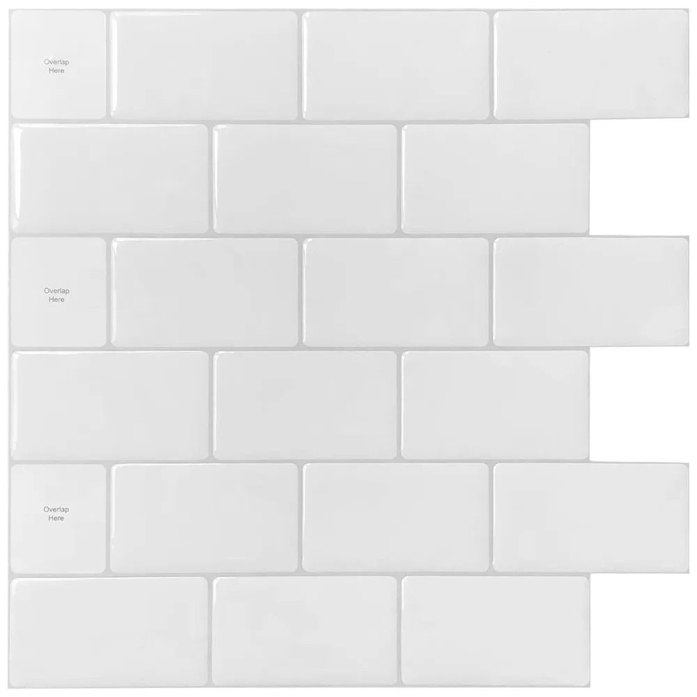 

(10 Sheets) 12"x12" Peel and Stick Tile for Kitchen Backsplash White Subway Self adhesive Wall Tile Home Wall Decal 3D Sticker