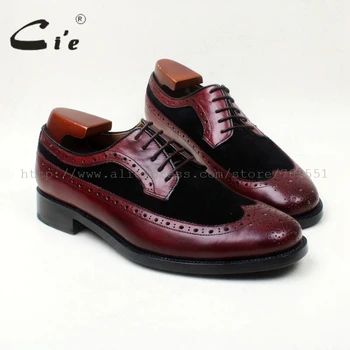 

cie Genuine Calf Leather Bespoke Handmade men's Round Toe Derby Leather Goodyear welted Flats Brogue Shoe Color Deep Brown D61