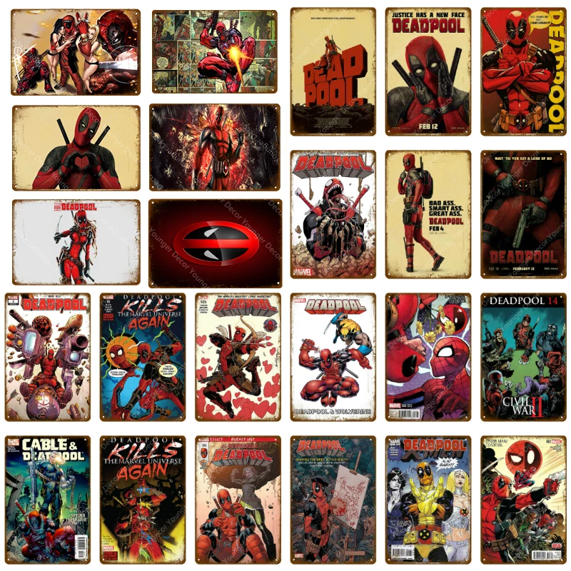 Retro Comic Superhero Deadpool Movie Poster Vintage Metal Signs Cafe Bar Decorative Painting Plaque Home Decor Wall Sticker
Retro Comic Superhero Deadpool Movie Poster Vintage Metal Signs Cafe Bar Decorative Painting Plaque Home Decor Wall Sticker