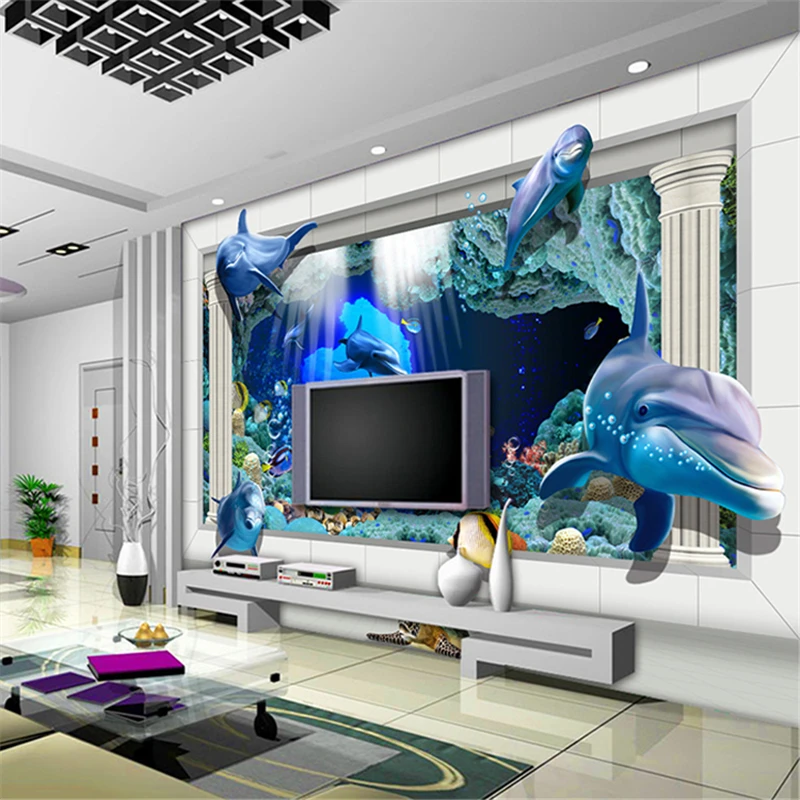 

beibehang Underwater World 3d stereoscopic HD TV backdrop wall paper living room papel de parede 3d mural wallpaper photo murals