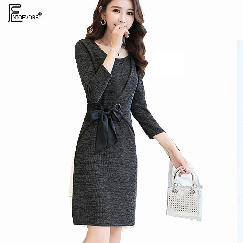 Autumn Winter Basic Dresses Women Fashion Slim Waist Bow Tie Elegant Office Lady Work Sold Purple Black Knitted Dress 8516
Autumn Winter Basic Dresses Women Fashion Slim Waist Bow Tie Elegant Office Lady Work Sold Purple Black Knitted Dress 8516