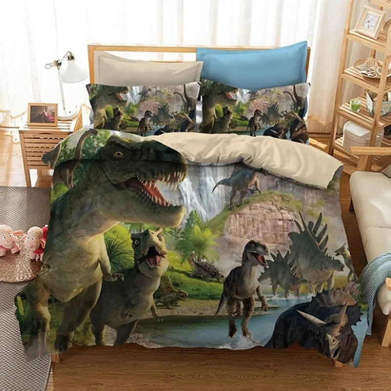 New Summer fashion creative style home textile digital printing dinosaur pattern bedding set Europe and America bedding
New Summer fashion creative style home textile digital printing dinosaur pattern bedding set Europe and America bedding