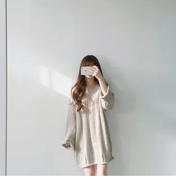 NEW Women V-Neck Sweaters And Pullovers Long Sleeve Long Knitted Sweater Dress Casual Solid Winter Jumper Pull Femme
NEW Women V-Neck Sweaters And Pullovers Long Sleeve Long Knitted Sweater Dress Casual Solid Winter Jumper Pull Femme