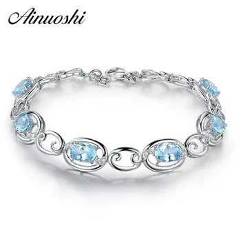 AINUOSHI 6pcs Sky Blue Topaz Oval Gemstone jewelry Strand Bracelets & Bangles Real 925 Silver Fine Jewelry for Women Wedding
AINUOSHI 6pcs Sky Blue Topaz Oval Gemstone jewelry Strand Bracelets & Bangles Real 925 Silver Fine Jewelry for Women Wedding