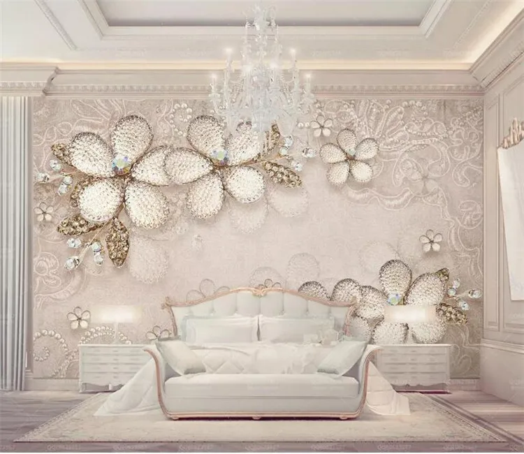 

European Style Luxury Wallpaper 3D Stereo Embossed Flowers Mural Living Room TV Sofa Background Wall Papers Papel De Parede Sala