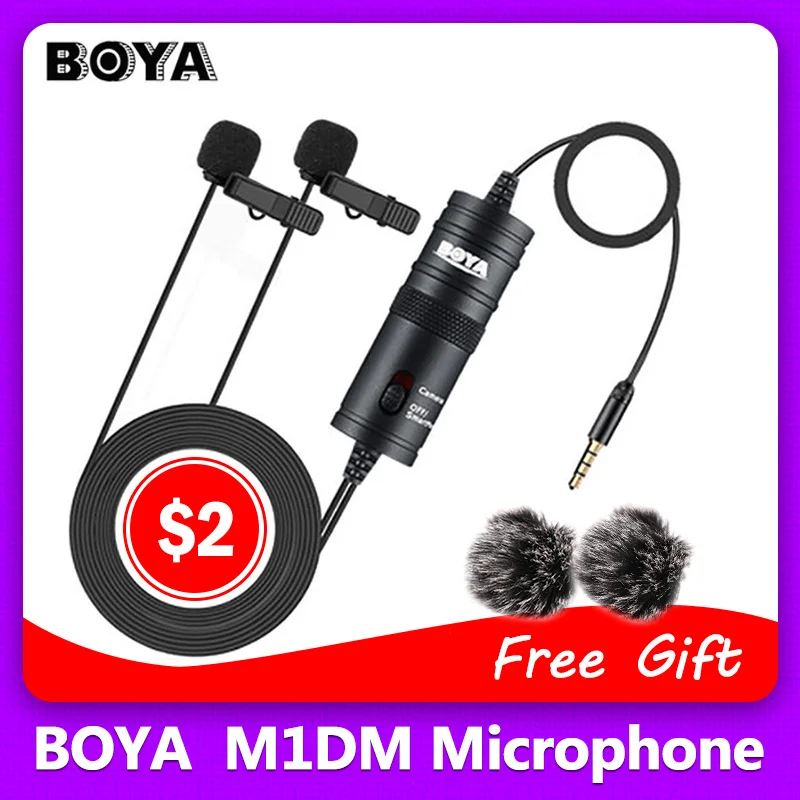 BOYA BY-M1DM New Microphone with 2 Mic Dual Lavalier Microfone 3.5mm Connector for Phone DSLR Cameras Record Facebook Live Video
BOYA BY-M1DM New Microphone with 2 Mic Dual Lavalier Microfone 3.5mm Connector for Phone DSLR Cameras Record Facebook Live Video