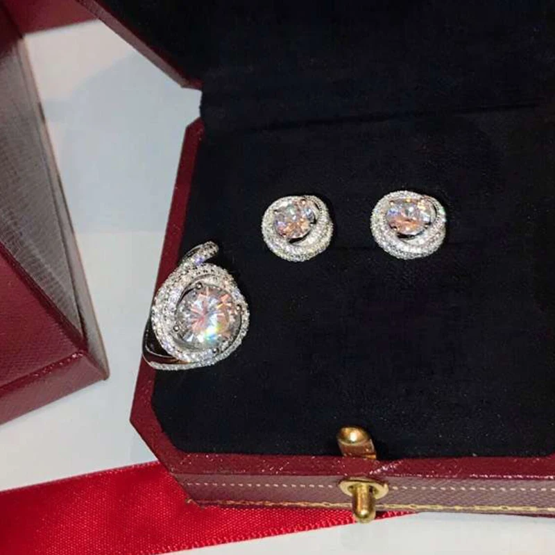 Brand Pure 925 Sterling Silver Jewelry For Women Big CZ Wedding Jewelry Set Round CZDiamod Neckacle Earrings Bracelet Ring Set
Brand Pure 925 Sterling Silver Jewelry For Women Big CZ Wedding Jewelry Set Round CZDiamod Neckacle Earrings Bracelet Ring Set