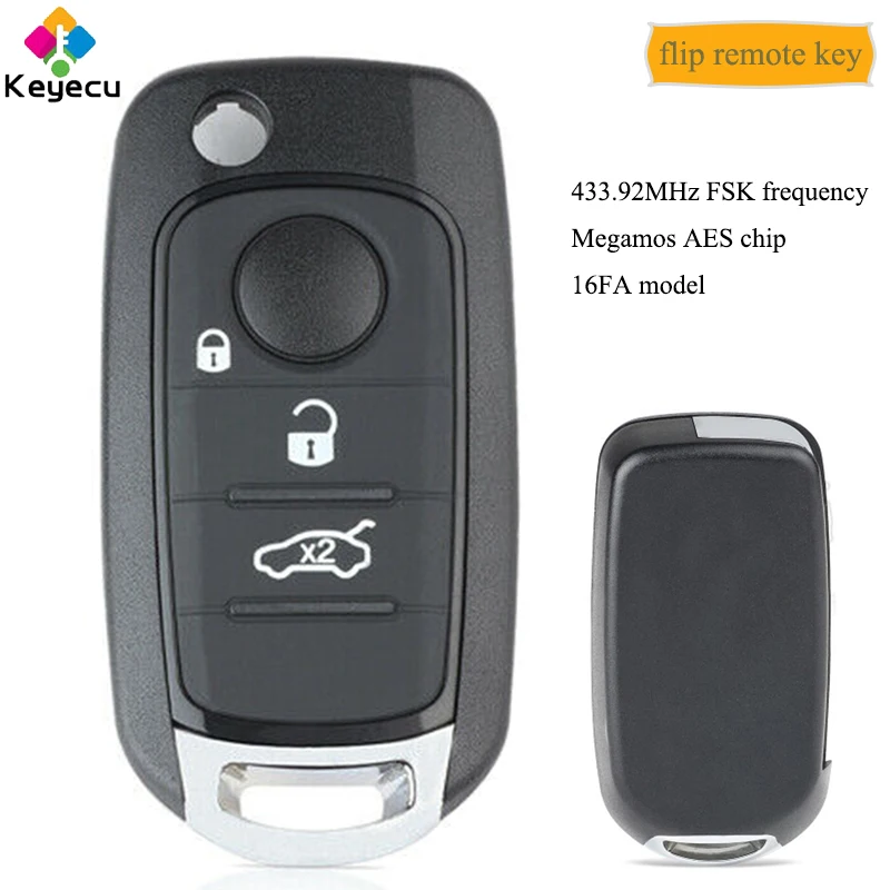 KEYECU Flip Remote Control Car Key With 3 Buttons 433.92MHz Megamos AES Chip - FOB for Fiat 500X Egea Tipo 2016 2017 2018, 16FA
KEYECU Flip Remote Control Car Key With 3 Buttons 433.92MHz Megamos AES Chip - FOB for Fiat 500X Egea Tipo 2016 2017 2018, 16FA