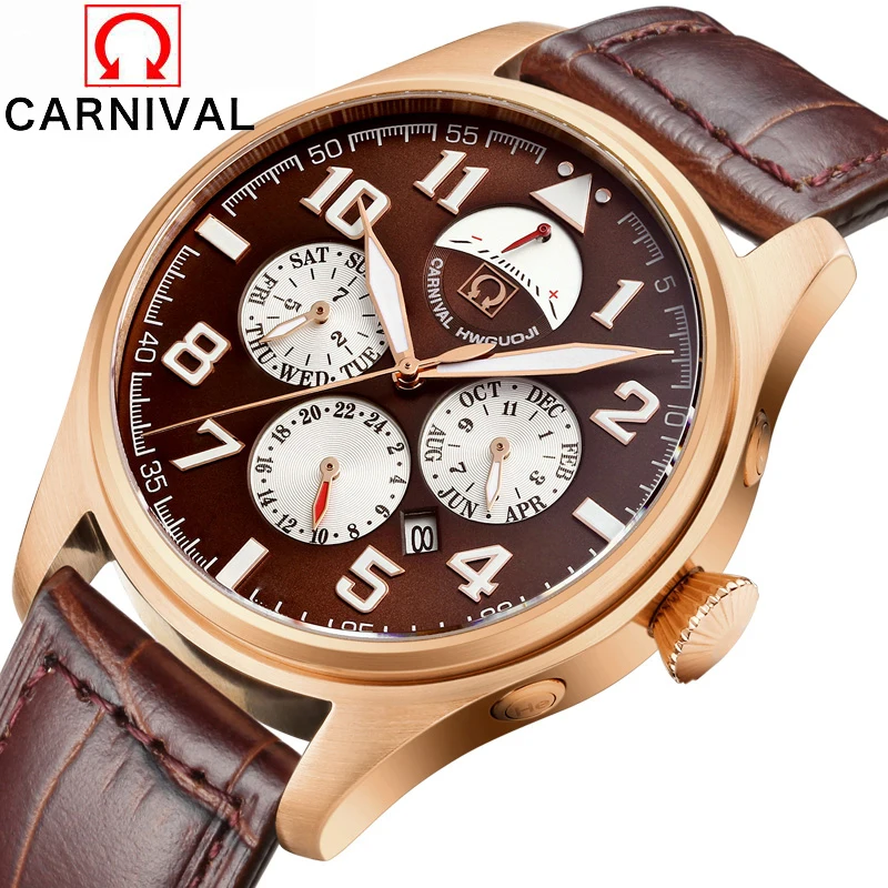2016 Luxury Brand Carnival Automatic Mechanical Watches Men Waterproof Luminous Watch Calendar Leather Gold Wristwatch Relogio
2016 Luxury Brand Carnival Automatic Mechanical Watches Men Waterproof Luminous Watch Calendar Leather Gold Wristwatch Relogio