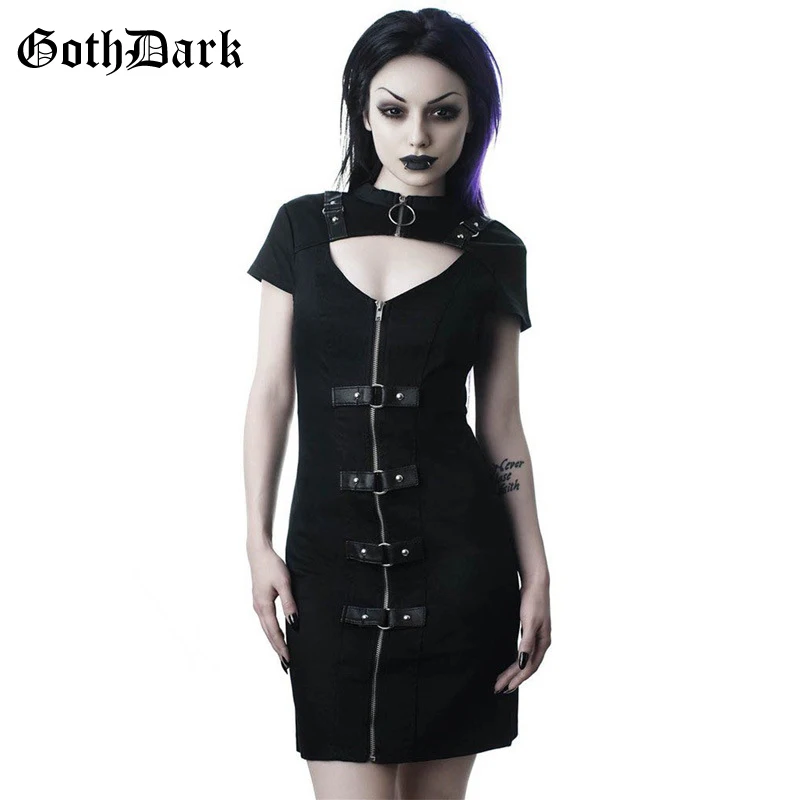Gothic spaghetti dress mini dress zipper with buckle cut out darkness short sleeve black streetwear 2019 backless gothic dress
Gothic spaghetti dress mini dress zipper with buckle cut out darkness short sleeve black streetwear 2019 backless gothic dress