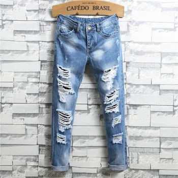 2019 New Fashion Multi Hole Hollow Out Casual Mens Skinny Slim Jeans Men Straight Mens Denim Jeans Male Light Blue Trouser Pants
2019 New Fashion Multi Hole Hollow Out Casual Mens Skinny Slim Jeans Men Straight Mens Denim Jeans Male Light Blue Trouser Pants