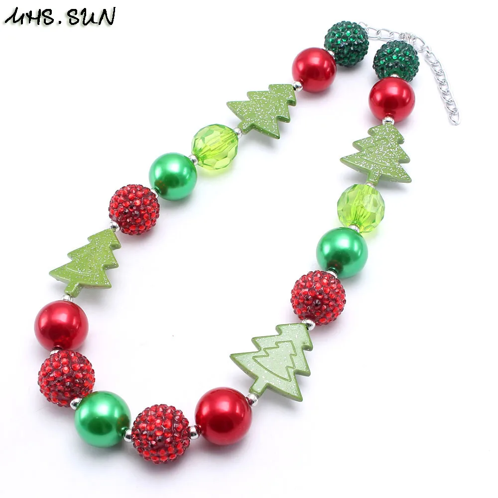 MHS.SUN Christmas Style Girls Beads Chunky Necklace Fashion Tree Green/Red Bubblegum Beads Chunky Necklace For Kid Child Gift
MHS.SUN Christmas Style Girls Beads Chunky Necklace Fashion Tree Green/Red Bubblegum Beads Chunky Necklace For Kid Child Gift