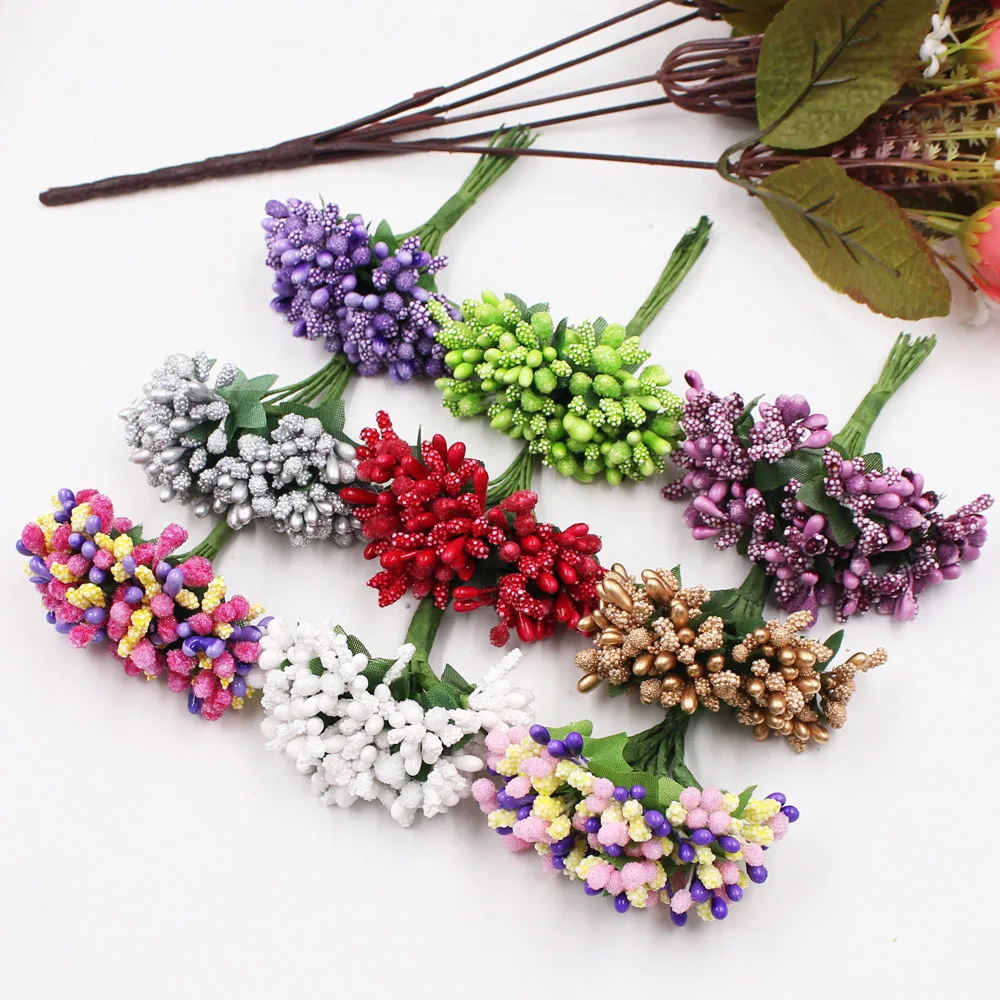 12 шт./лот Искусственные цветы ручной работы сахарные тычинки свадебное Вечерние