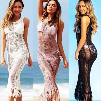 Women Sexy Tassels Beach Cover up Elegant Mesh crochet Lace Beach Dress Swim Wear Playa kaftan Bikini Cover Up Bathing Suit
Women Sexy Tassels Beach Cover up Elegant Mesh crochet Lace Beach Dress Swim Wear Playa kaftan Bikini Cover Up Bathing Suit
