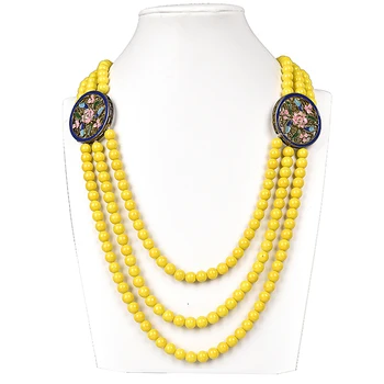 3 rows yellow multi - ply beaded Synthesis pearl gem necklace, suit the person with good skin
3 rows yellow multi - ply beaded Synthesis pearl gem necklace, suit the person with good skin