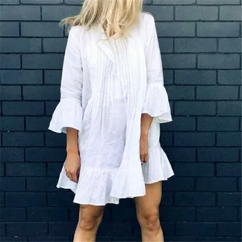 Women Summer Sexy Dress White Three Quarter Sleeve V-Neck Bikini Cover Up Dresses Ladies Boho Solid White Loose Mini Beach Dress
Women Summer Sexy Dress White Three Quarter Sleeve V-Neck Bikini Cover Up Dresses Ladies Boho Solid White Loose Mini Beach Dress