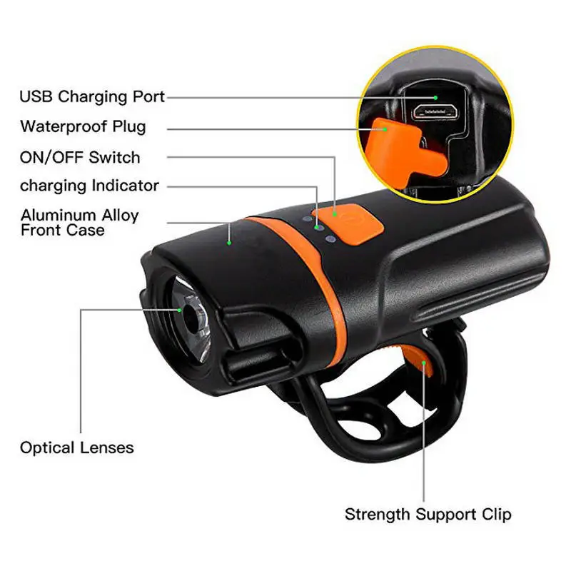 Bicycle light Sets Waterproof LED Rear Tail Safety Warning Cycling Light 1200 Lumens USB Rechargeable Headlight Front Light Sets (2)
