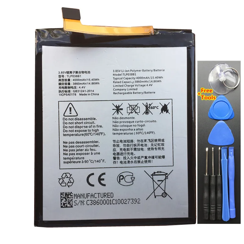 Original 4000mAh Battery TLp038B1 For Alcatel One Touch 5090Y 7071D 7071DX A7 A7 XL A7 LTE A7 LTE Dual SIM TD-LTE Batteries
Original 4000mAh Battery TLp038B1 For Alcatel One Touch 5090Y 7071D 7071DX A7 A7 XL A7 LTE A7 LTE Dual SIM TD-LTE Batteries