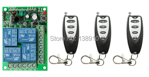 DC12V 4CH Remote Control Switch Automatic Door Operators Receiver 3Transmitter Learning code Momentary Toggle Latched 315MHZ
DC12V 4CH Remote Control Switch Automatic Door Operators Receiver 3Transmitter Learning code Momentary Toggle Latched 315MHZ