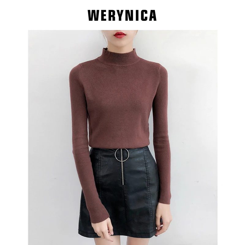 Werynica Winter women's Sweater 2019 Basic Pullovers Women Long Sleeve Top Turtleneck Knitted Sweater Chic Woman Clothes Female
Werynica Winter women's Sweater 2019 Basic Pullovers Women Long Sleeve Top Turtleneck Knitted Sweater Chic Woman Clothes Female