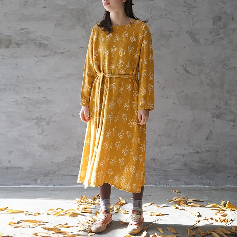 Johnature Women Print Floral Bandage Dress Yellow Vintage Robes Double Cotton 2019 Spring New Casual Soft Women Cloths Dress
Johnature Women Print Floral Bandage Dress Yellow Vintage Robes Double Cotton 2019 Spring New Casual Soft Women Cloths Dress