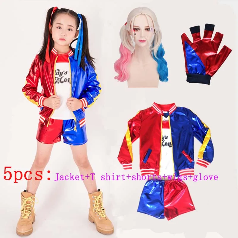 5 pcs Set Harley Quinn Cosplay Costume Girls Kids Party Costume Anime Jacket Chamarras De Batman Para Muj Suit with Wigs Glove
5 pcs Set Harley Quinn Cosplay Costume Girls Kids Party Costume Anime Jacket Chamarras De Batman Para Muj Suit with Wigs Glove