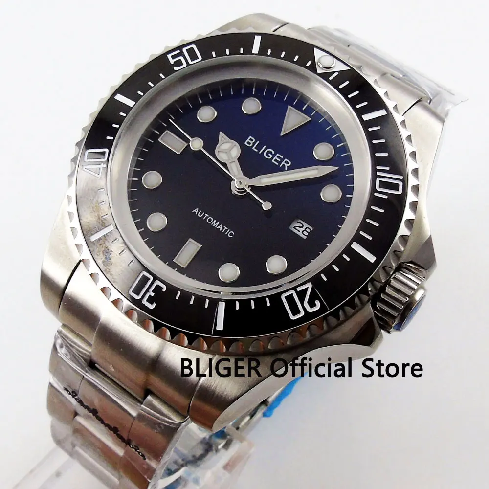 BLIGER 44mm Black Blue Dial Black Rotating Ceramic Bezel Date Adjust Luminous Marks Miyota Automatic Movement Men's Watch B82
BLIGER 44mm Black Blue Dial Black Rotating Ceramic Bezel Date Adjust Luminous Marks Miyota Automatic Movement Men's Watch B82