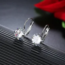 CARSINEL 7 צבע יוקרה נשי Zirconia חישוק עגילי כסף צבע CZ קריסטל עגול עגילים לנשים תכשיטים סיטונאי(China)