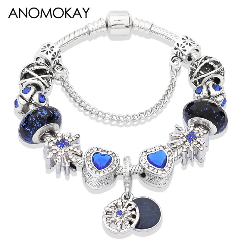 Royal Blue Crystal Charm Bracelet Star Moon Pan Bracelet Silver Sky Ball Heart Bead Bracelet Bangle Diy Jewelry Gift Pulsera
Royal Blue Crystal Charm Bracelet Star Moon Pan Bracelet Silver Sky Ball Heart Bead Bracelet Bangle Diy Jewelry Gift Pulsera