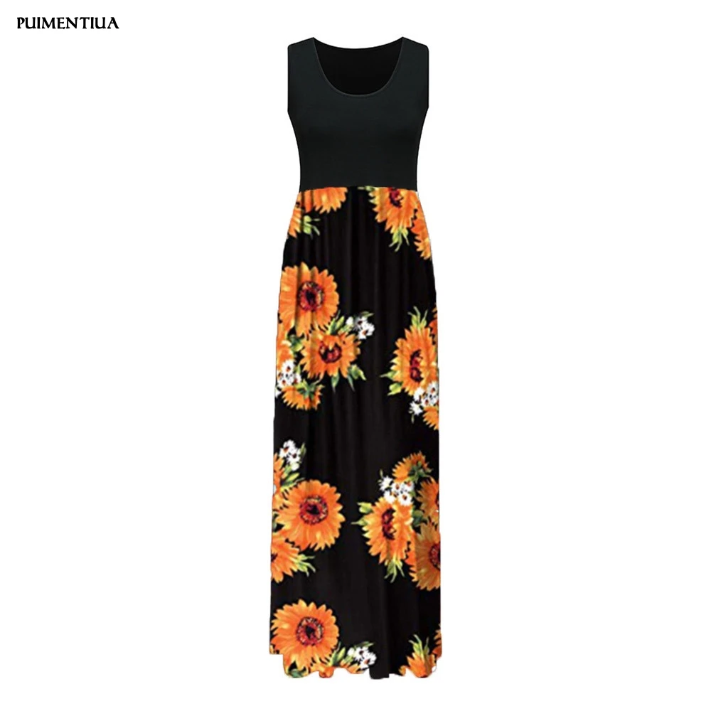 Puimentiua 2019 Women's Fashion Summer Floral Print O-Neck Sleeveless Patchwork Long Dresses Female Casual Slim Fit Maxi Dress
Puimentiua 2019 Women's Fashion Summer Floral Print O-Neck Sleeveless Patchwork Long Dresses Female Casual Slim Fit Maxi Dress