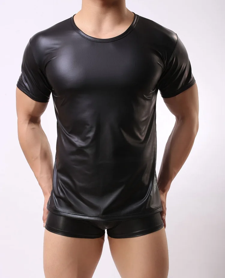 Men solid Imitation Leather shirts Man gothic night bar party club t shirts punk rock disco tops Costumes
Men solid Imitation Leather shirts Man gothic night bar party club t shirts punk rock disco tops Costumes