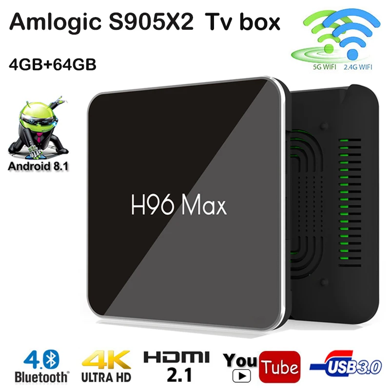 Android 8.1 H96Max Smart TV BOX Amlogic S905X2 DDR4 Quad Core 4GB RAM 64GB ROM hd4k Wifi H.265 BT4.0 youtube google Set top box
Android 8.1 H96Max Smart TV BOX Amlogic S905X2 DDR4 Quad Core 4GB RAM 64GB ROM hd4k Wifi H.265 BT4.0 youtube google Set top box