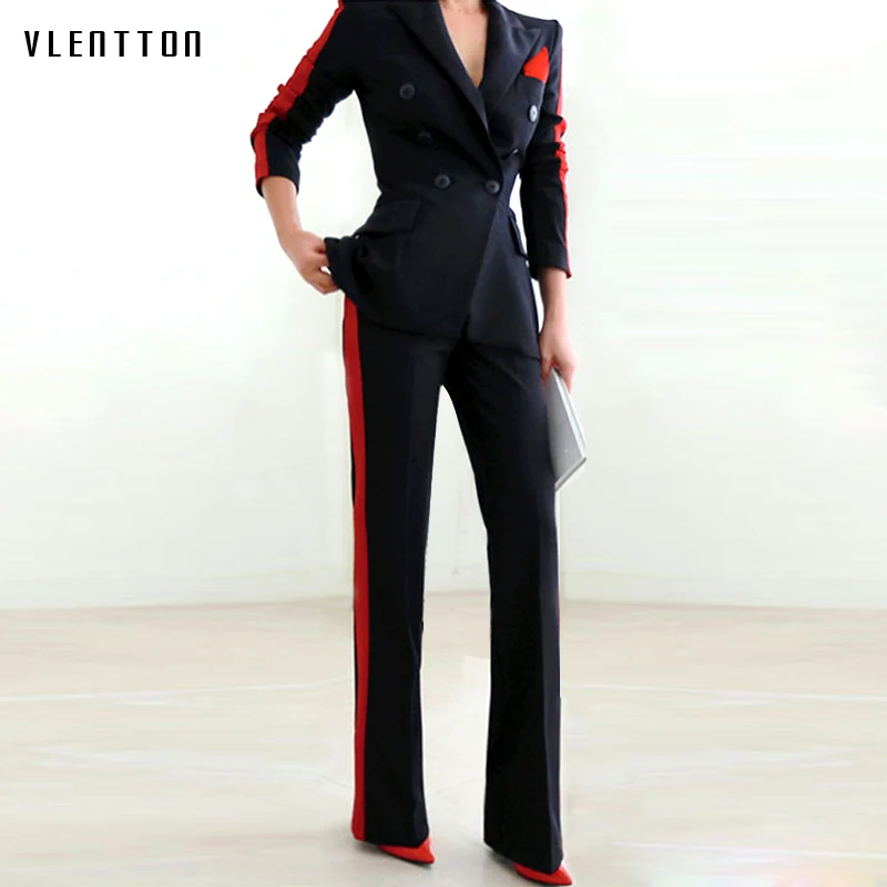 2019 Women's Pant Suit Spliced Blazer Coat And Wide Leg Pants 2 Piece Set Women Long Sleeve Slim Business Office Suits Trouser
2019 Women's Pant Suit Spliced Blazer Coat And Wide Leg Pants 2 Piece Set Women Long Sleeve Slim Business Office Suits Trouser