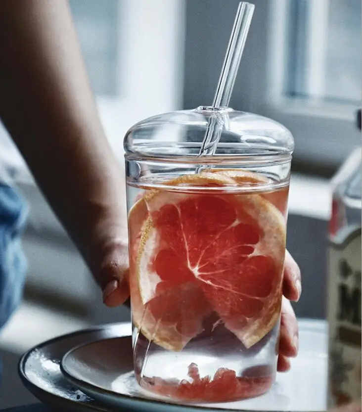 450ml Brief Heat Resistant Glass Cup with Lid Straw Transparent Mug Milk Coffee Summer Cold Drinking Cup
450ml Brief Heat Resistant Glass Cup with Lid Straw Transparent Mug Milk Coffee Summer Cold Drinking Cup