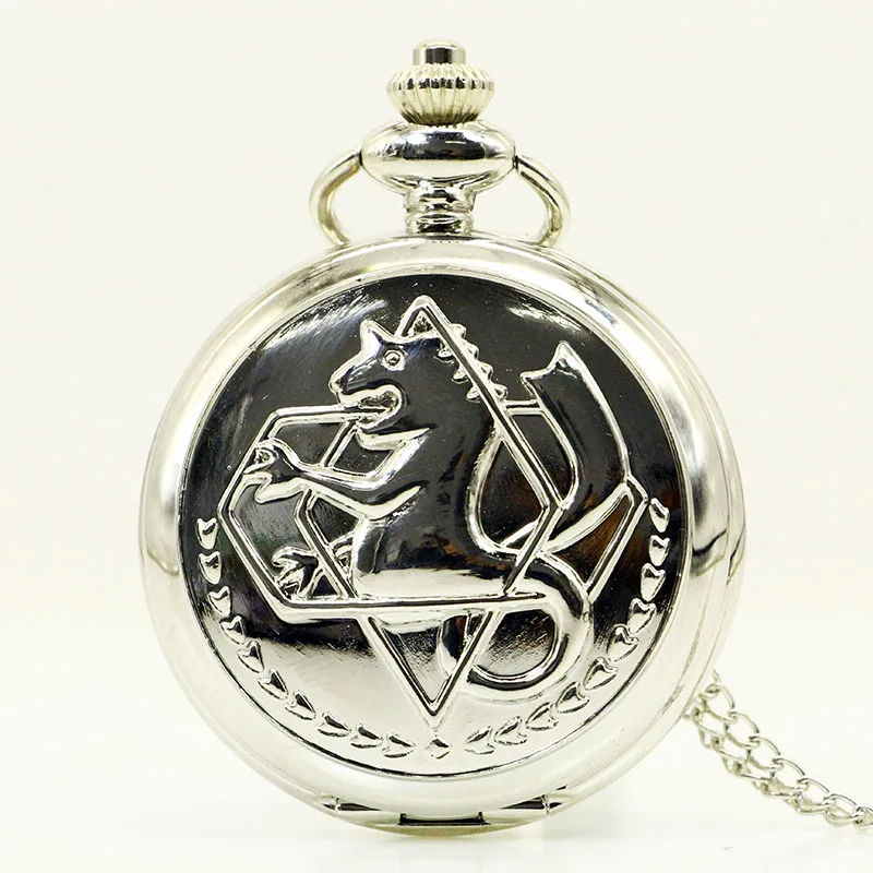 

High Quality Full Metal Alchemist Edward Elric Cosplay Pocket watch Dull Polish Brown Hollow Men's Quartz Pocket Watch