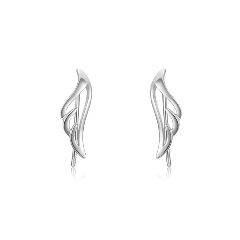 Фото Женские серьги-гвоздики в виде ангельских крыльев из серебра 925 пробы | Украшения