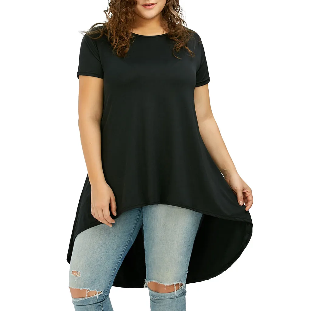 Womail T-Shirt Women's Summer Fashion Tops Plus Size Solid Asymmetric Short Sleeve Tops Casual Black O-Neck Tops Dropship May1
Womail T-Shirt Women's Summer Fashion Tops Plus Size Solid Asymmetric Short Sleeve Tops Casual Black O-Neck Tops Dropship May1