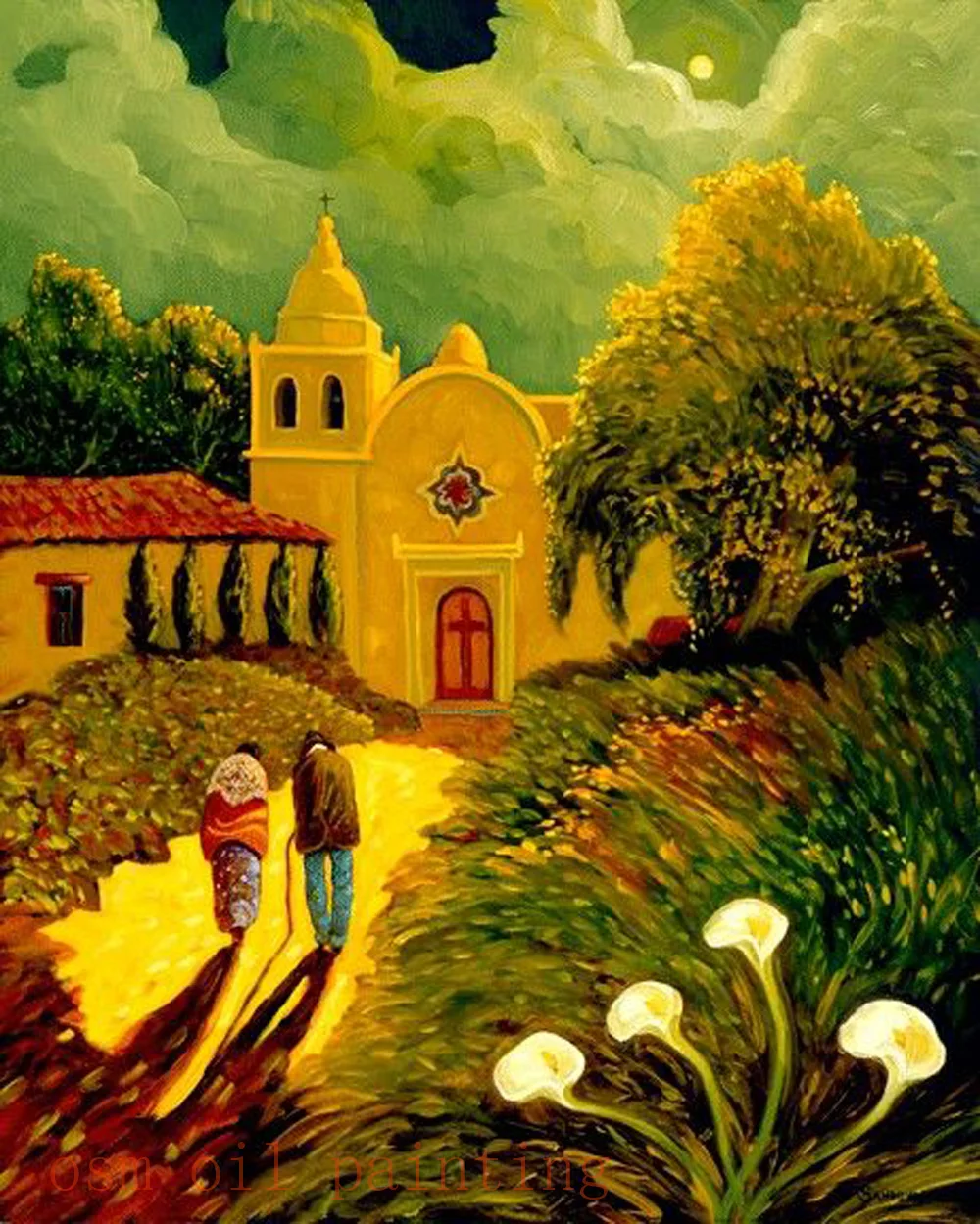 Handmade Abstract Building Landscape Fine Artwork Canvas Picture for Decorative Hand Painted Couple Walk to Church Oil Painting
Handmade Abstract Building Landscape Fine Artwork Canvas Picture for Decorative Hand Painted Couple Walk to Church Oil Painting
