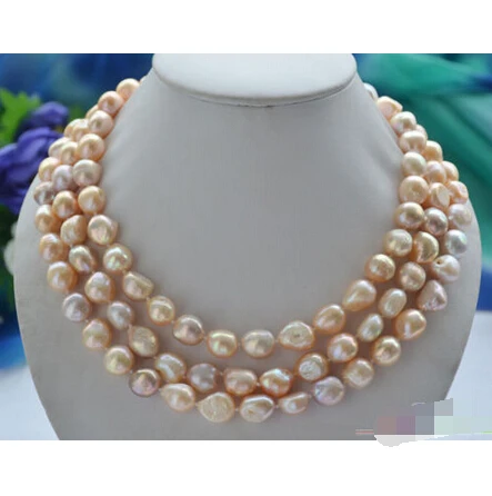 

Free shipping >>>>>>P4587 3row 19" 15mm pink lavender baroque freshwater cultured pearl necklace