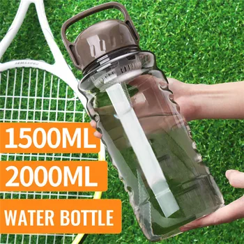 

Water Bottle With Straw Gym Drink BPA-Free Sport High-capacity 2000ML Kettle For Hiking Travel Cycling