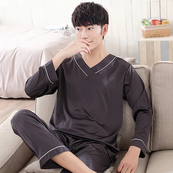 Spring Mens Silk Pyjamas Long sleeve Sleepwear V collar Luxury Silk Satin Pajama Sets Plus Size 3XL
Spring Mens Silk Pyjamas Long sleeve Sleepwear V collar Luxury Silk Satin Pajama Sets Plus Size 3XL