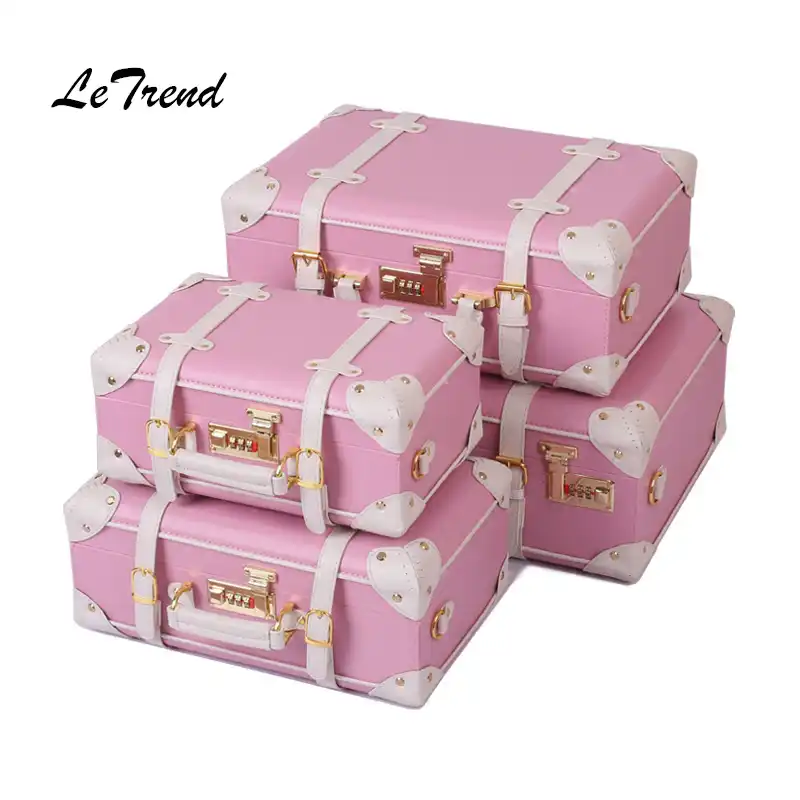 pink leather suitcase